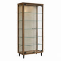 Vitrine de salle à manger rectangulaire noyer et verre trempé 90 x 40 x 180 cm