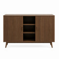 Buffet de rangement marron en panneaux MDF plaqués noyer 160 x 45 x 90 cm