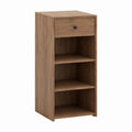 Buffet colonne de rangement noyer en panneaux de particules 40 x 30 x 90 cm avec tiroir et 3 niches