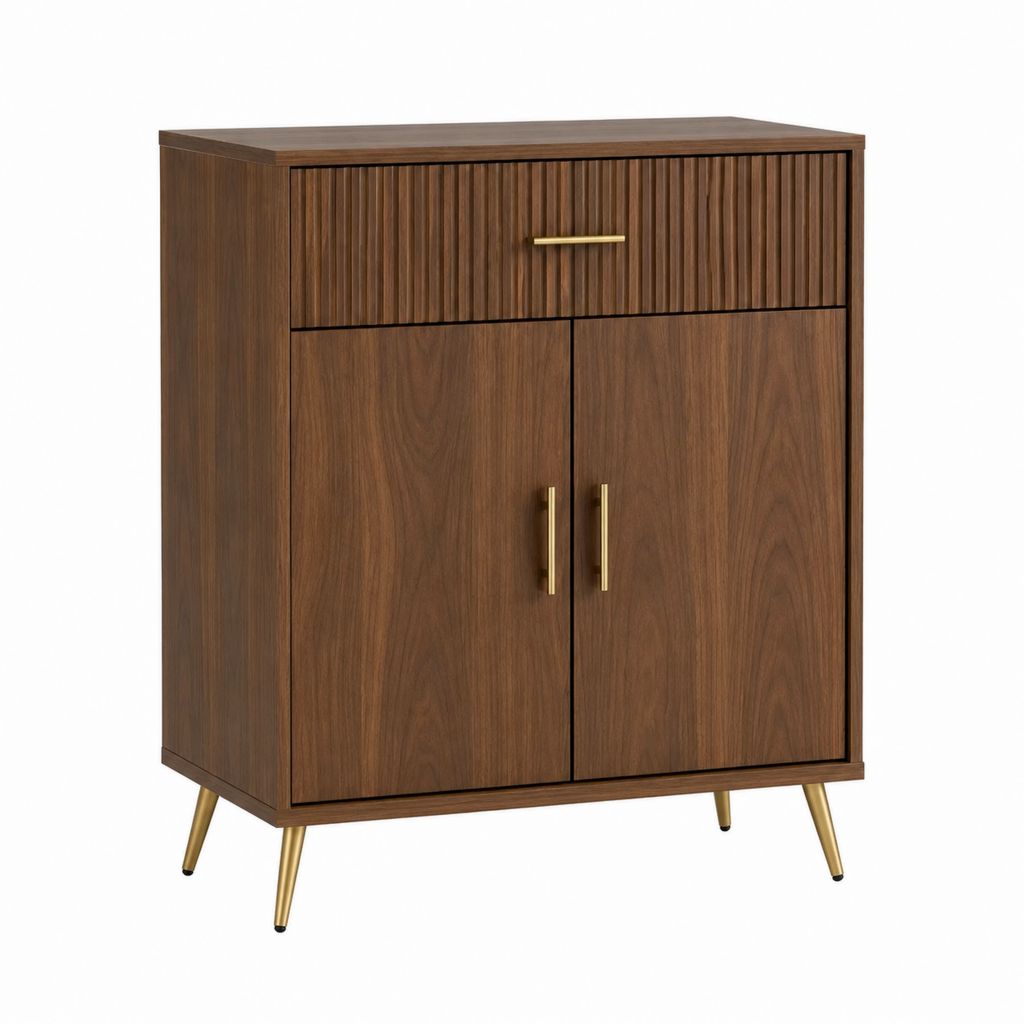 Buffet de salle à manger marron noyer en panneaux MDF 90 x 40 x 110 cm