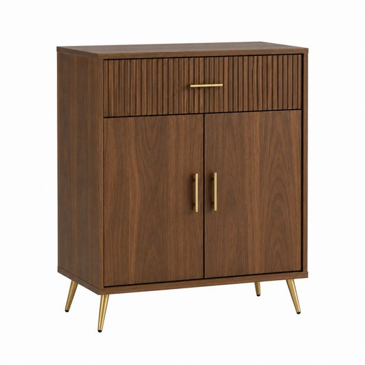 Buffet de salle à manger marron noyer en panneaux MDF 90 x 40 x 110 cm