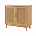 Buffet 2 portes en chêne naturel et cannage 80 x 40 x 90 cm