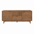 Buffet de salle à manger 2 portes 2 tiroirs marron noyer en bois massif d'acacia rectangulaire 180 x 45 x 80 cm