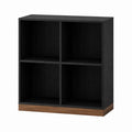 Buffet de rangement 4 niches noir et noyer en panneaux de particules 80 x 40 x 100 cm
