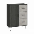 Buffet de rangement noir et gris béton en panneaux de particules 80 x 40 x 120 cm