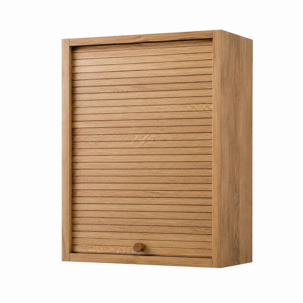 Meuble haut de cuisine à rideau coulissant chêne MDF rectangulaire 60 x 32 x 70 cm
