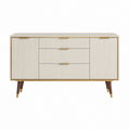 Buffet de rangement crème en MDF 160 x 40 x 80 cm avec 2 portes et 3 tiroirs