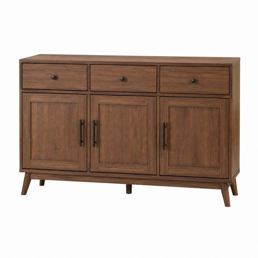 Buffet de rangement marron en panneaux MDF plaqués noyer rectangulaire 160 x 45 x 90 cm