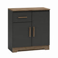 Buffet de rangement rectangulaire anthracite et chêne en panneaux de particules mélaminés 80 x 40 x 90 cm