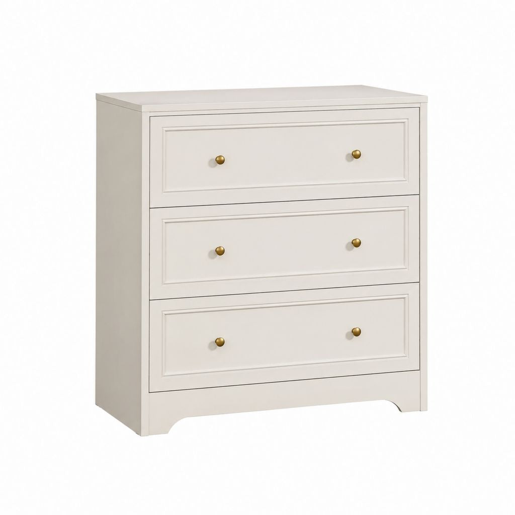 Buffet à 3 tiroirs blanc cassé en MDF rectangulaire 90 x 45 x 90 cm