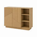 Buffet de salle à manger rectangulaire chêne plaqué 120 x 40 x 90 cm avec 2 portes et 3 niches